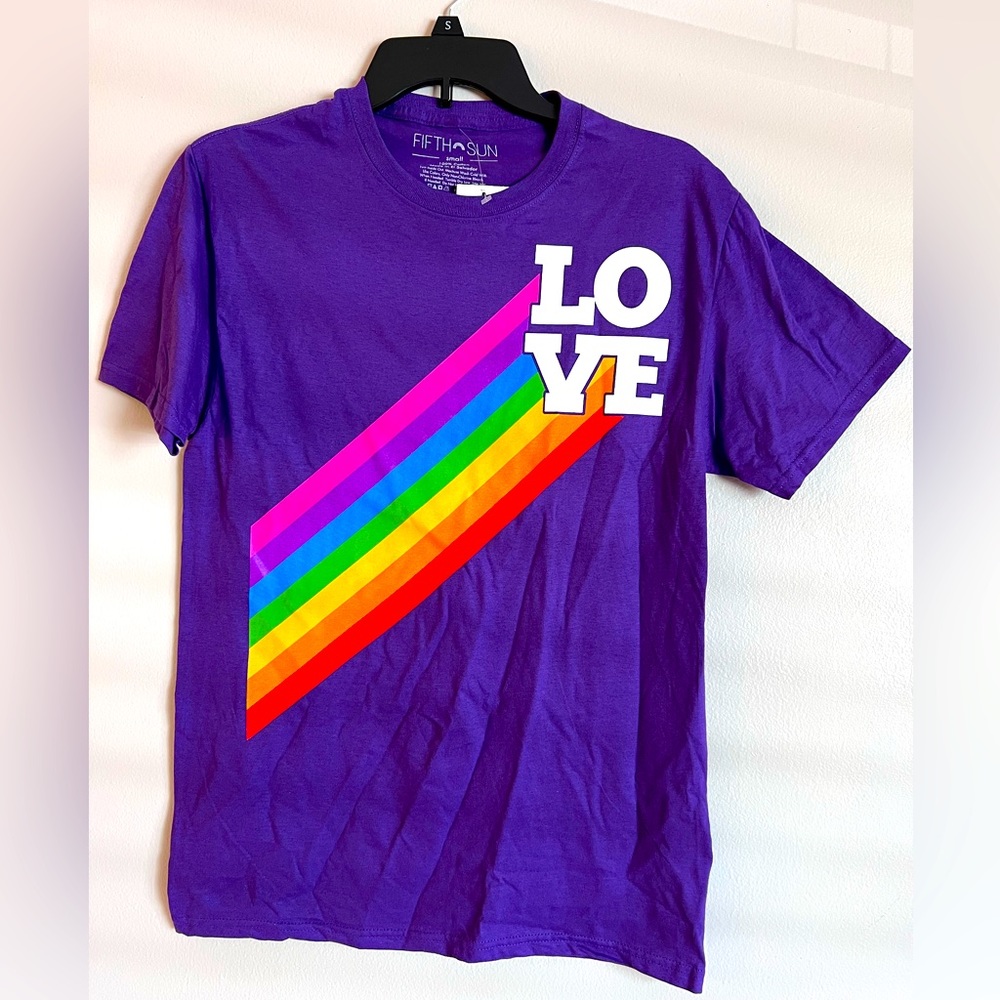LOVE Tee * PRIDE Collection * Purple with Rainbow Short Sleeve T-Shirt *Unisex S